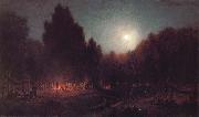 Sanford Robinson Gifford Night Bivouac of the Seventh Regiment New York at Arlington Heights,Virginia oil painting on canvas